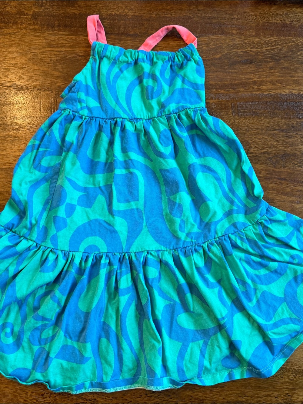 Mini Boden Teal Dress with Pink Tie Straps